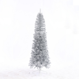 7.5ft Silver Tinsel Artificial Christmas Tree Bling Christmas Pencil Tree for holiday decoration