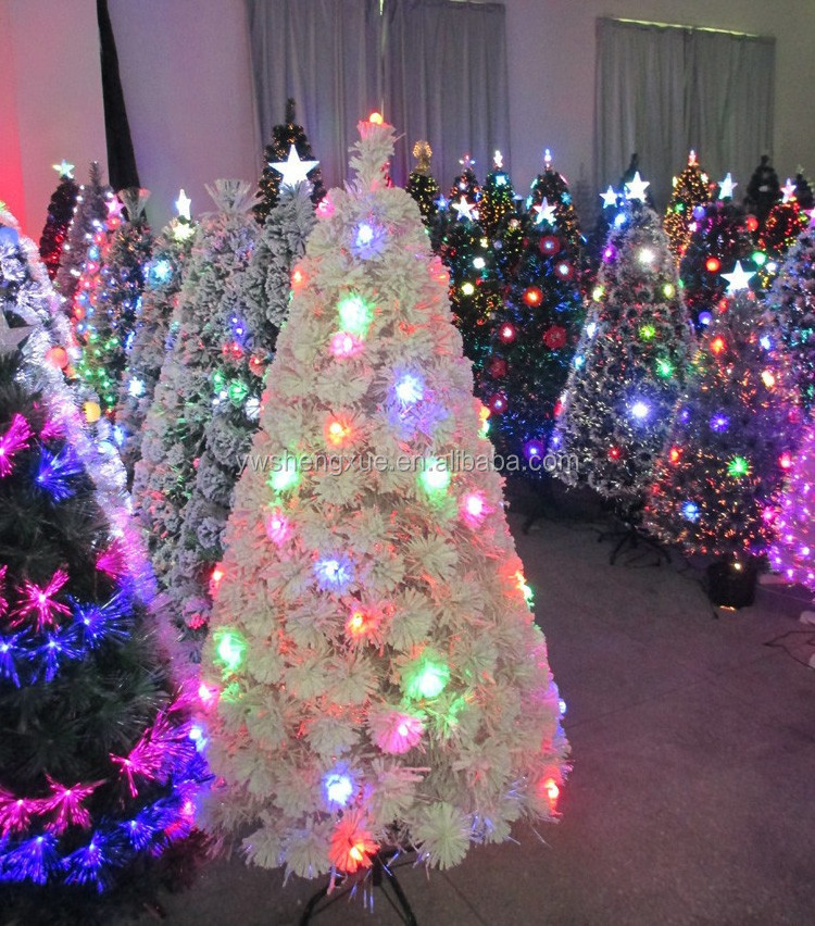 artificial optical fiber Christmas tree lighting with top star