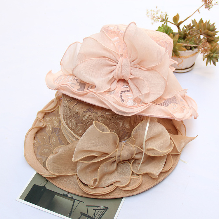 New Fashion Summer Hats For Women Floral Wedding Formal Kentucky Derby Hats Wide Brim Church Hat