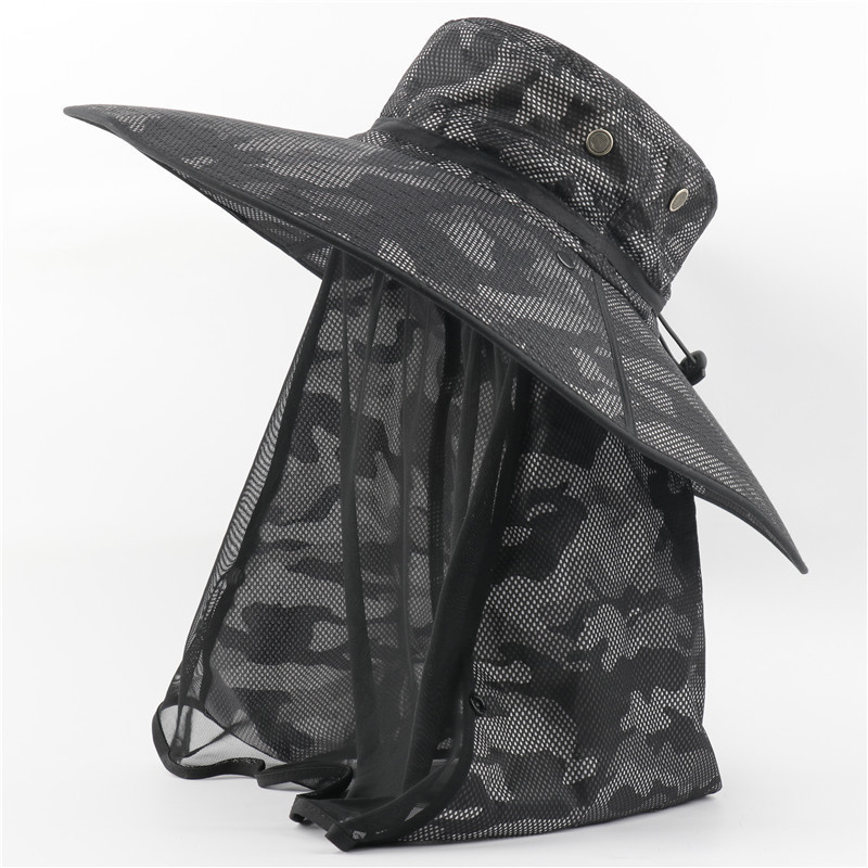 Hunting Fishing Outdoor Full Protection Upf50+ Neck Face Cover Adjustable Mosquito Proof Bucket Hat