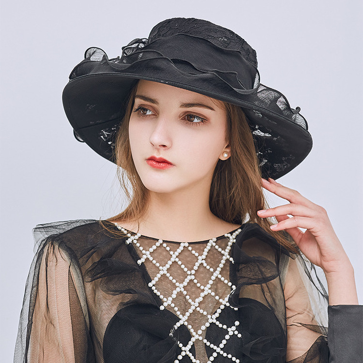 New Fashion Summer Hats For Women Floral Wedding Formal Kentucky Derby Hats Wide Brim Church Hat