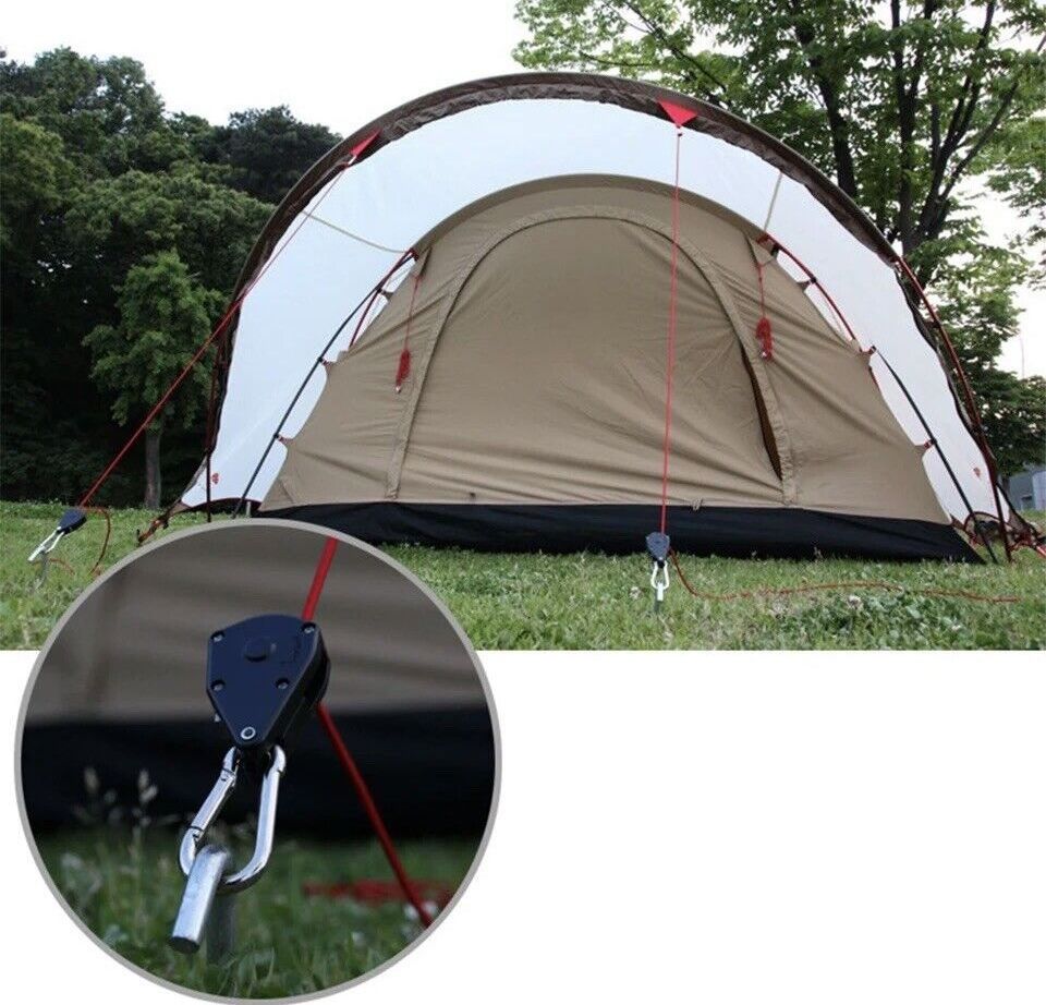 Camping Ratchet Pulley Tent Guide Rope Adjustable Guy Line Tensioner Tie Down 4M Camping Rope Cord Tent Guide Rope