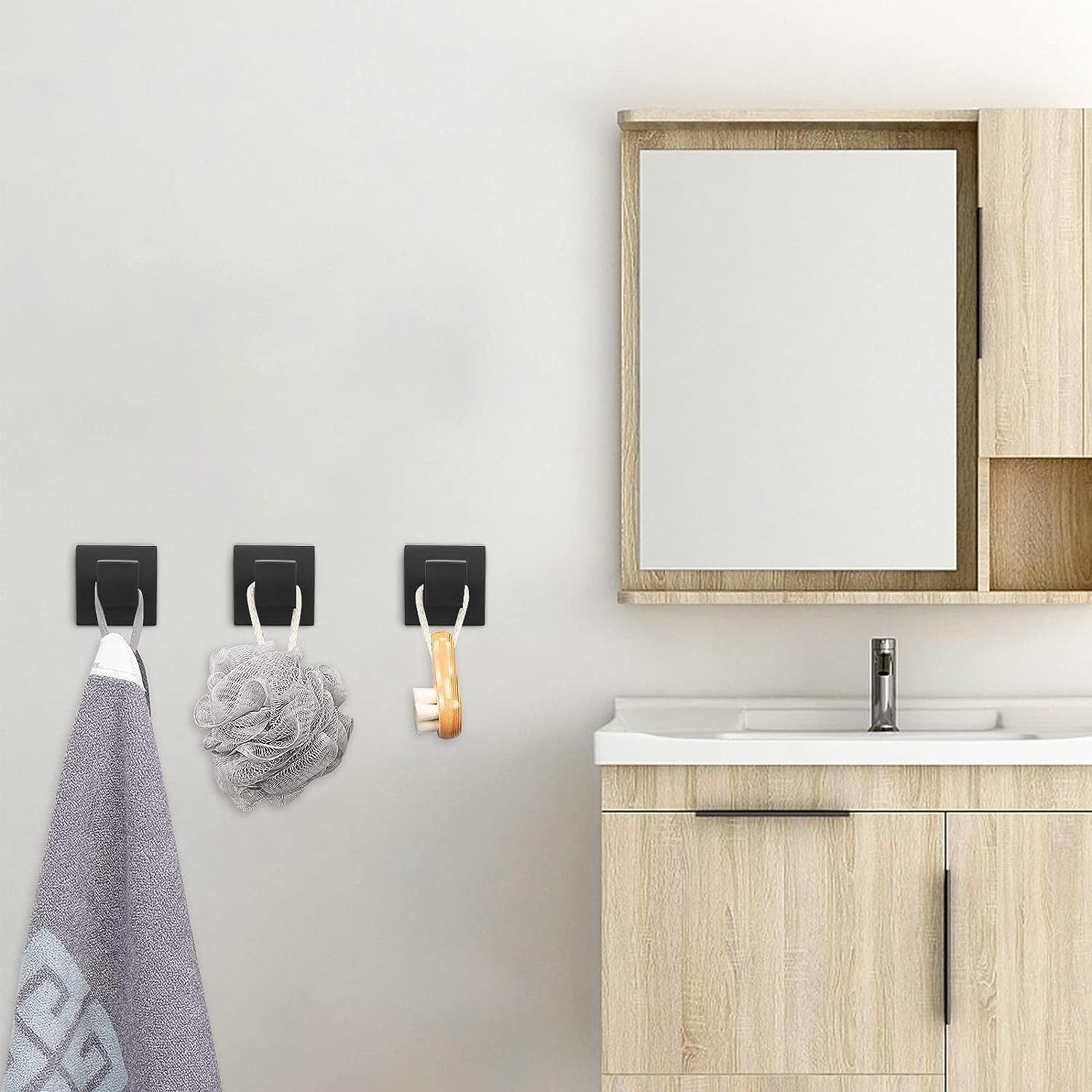 Robe Hook Chrome Bathroom Wall Hooks Towel Holder Hangers 304 Stainless Steel Bath Towel Wall Mounted Square Robe Hook