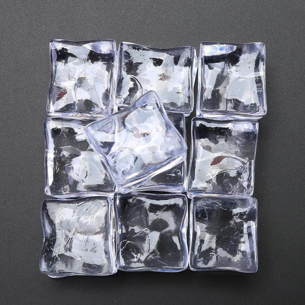 pack of 50 Fake Acrylic Ice Cubes Artificial Wedding Party Photography Display Clear