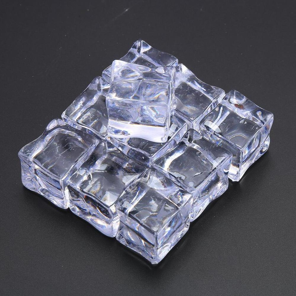 pack of 50 Fake Acrylic Ice Cubes Artificial Wedding Party Photography Display Clear