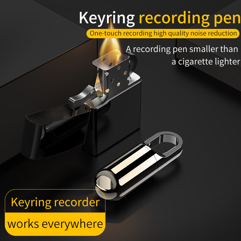 key ring rnoise reduction chip  files encryption  timen stamp  voice recorder