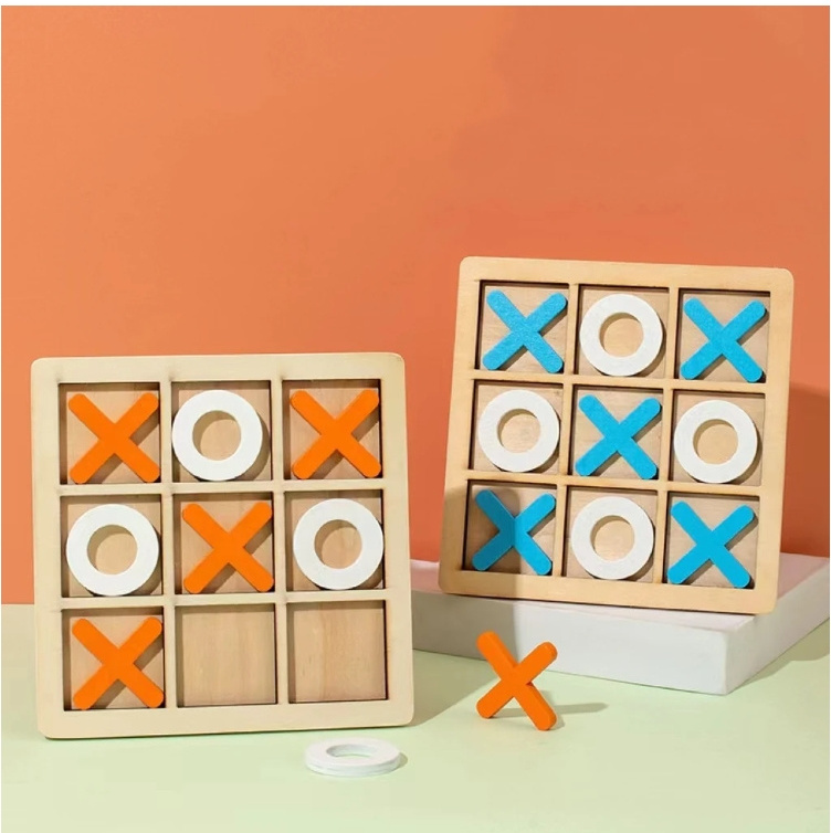 High Quality Hot sale Montessori Wooden Nine Squares Toys Parent-child Interactive Game Board Educational Toys Tic-tac-toe Game