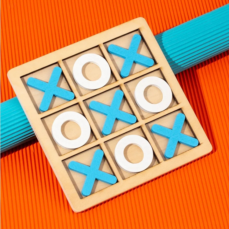 High Quality Hot sale Montessori Wooden Nine Squares Toys Parent-child Interactive Game Board Educational Toys Tic-tac-toe Game