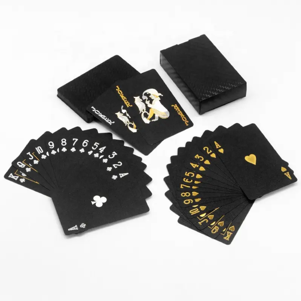 Luxury Hot Sale 55 Pcs A Box Gold And Black Playing Cards Game Booster Box Trading Poker Cards