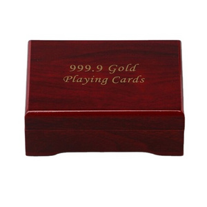 Promotional 24k Gold Foil Plated Playing Cards With Gift Mdf Wood Box 100% Plastic Golden Poker Cards