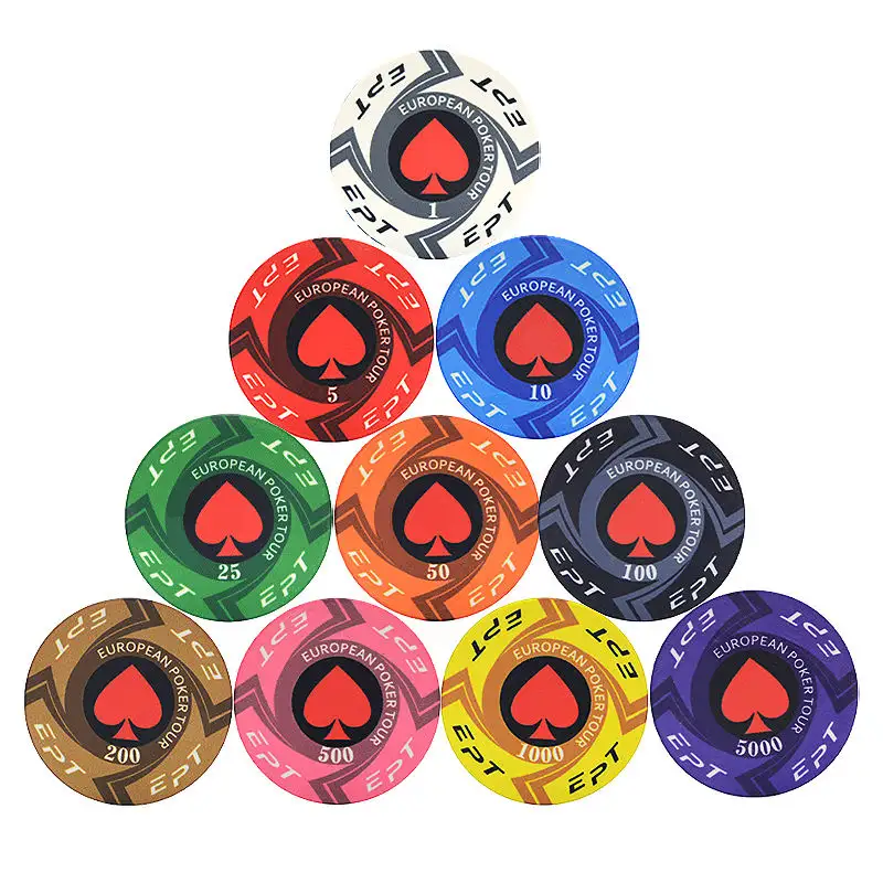 Custom Different Color Game Entertainment Poker Chips Ceramic 39mm Ept Poker Chip Set