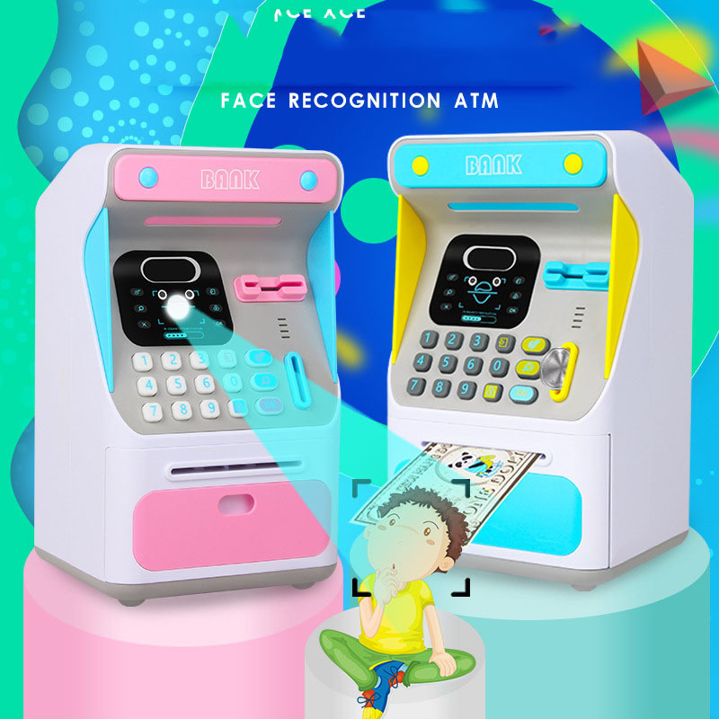 2024 New Arrivals Kids Toy Digital Electronic Savings Safe Machine Box Face Recognition ATM Piggy Bank for Gift Customized Logo