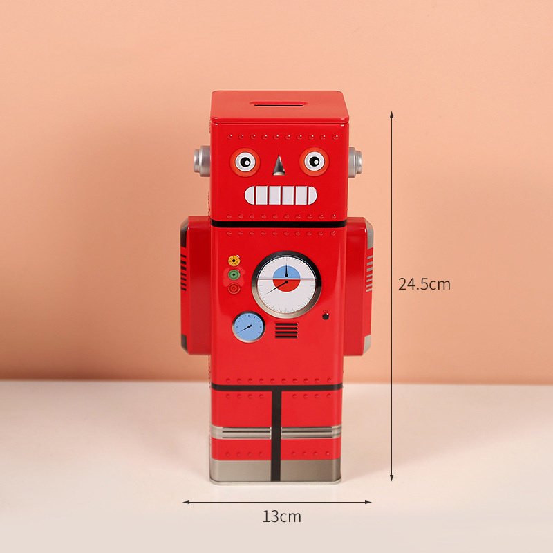 Iron Red Electronic Storage Box Digital Count Coin Bank Piggy Money Bank metal Robot Savings Bank for Boys and Girls