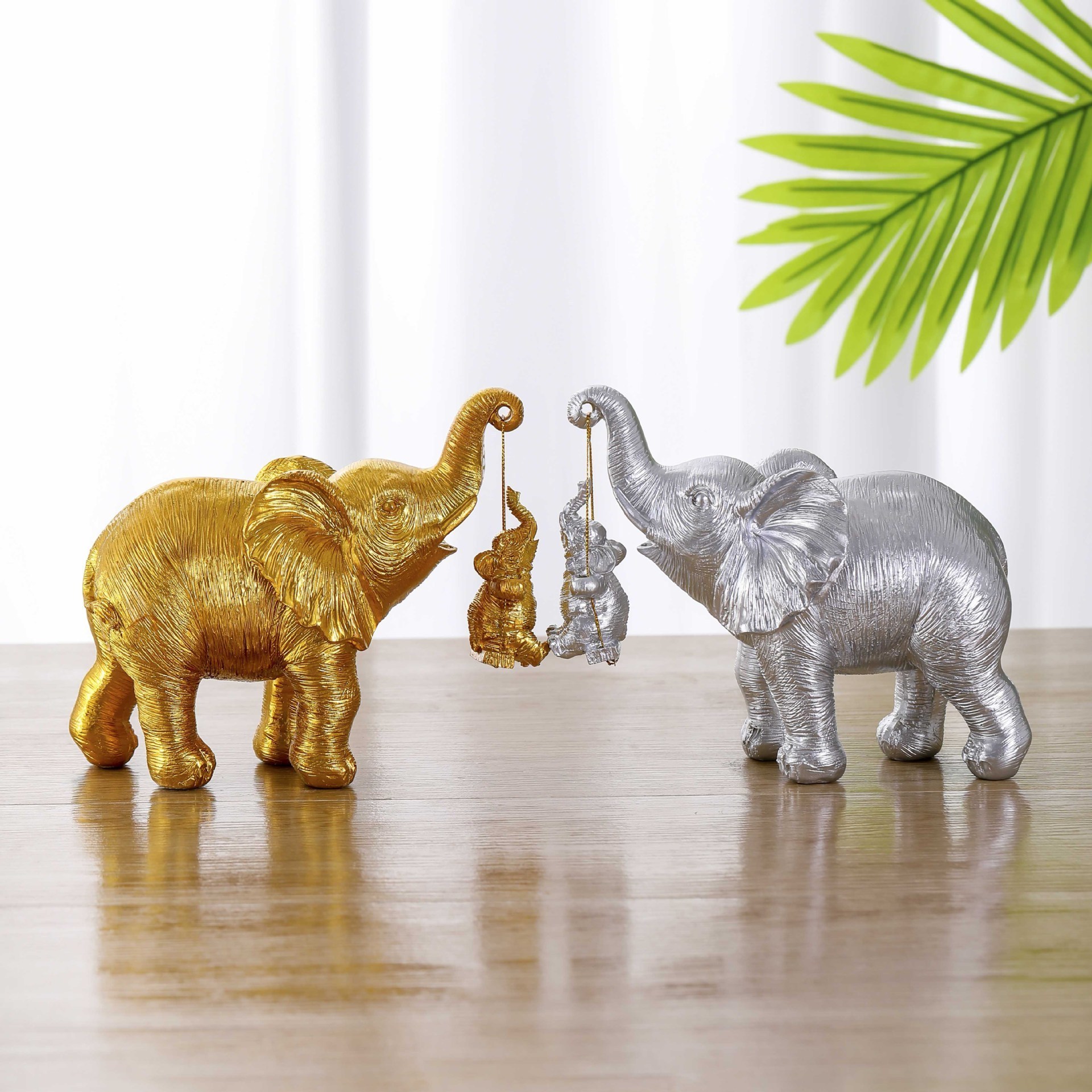 Home Decor Ornaments Animal Accents Brings Good Luck Gold Elephant Decor resin Elephant Statue for women mom gift