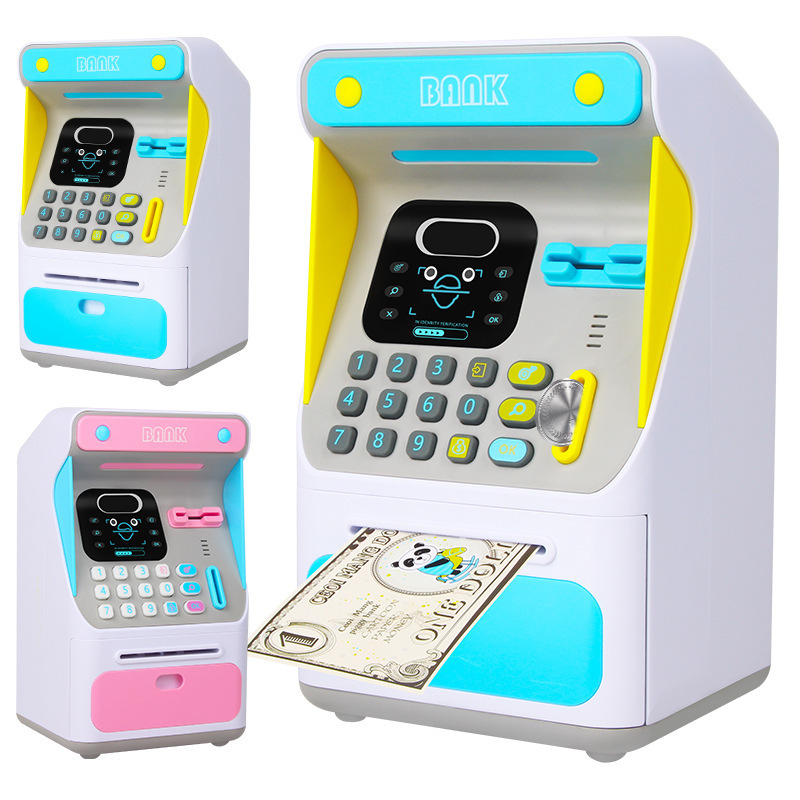 2024 New Arrivals Kids Toy Digital Electronic Savings Safe Machine Box Face Recognition ATM Piggy Bank for Gift Customized Logo