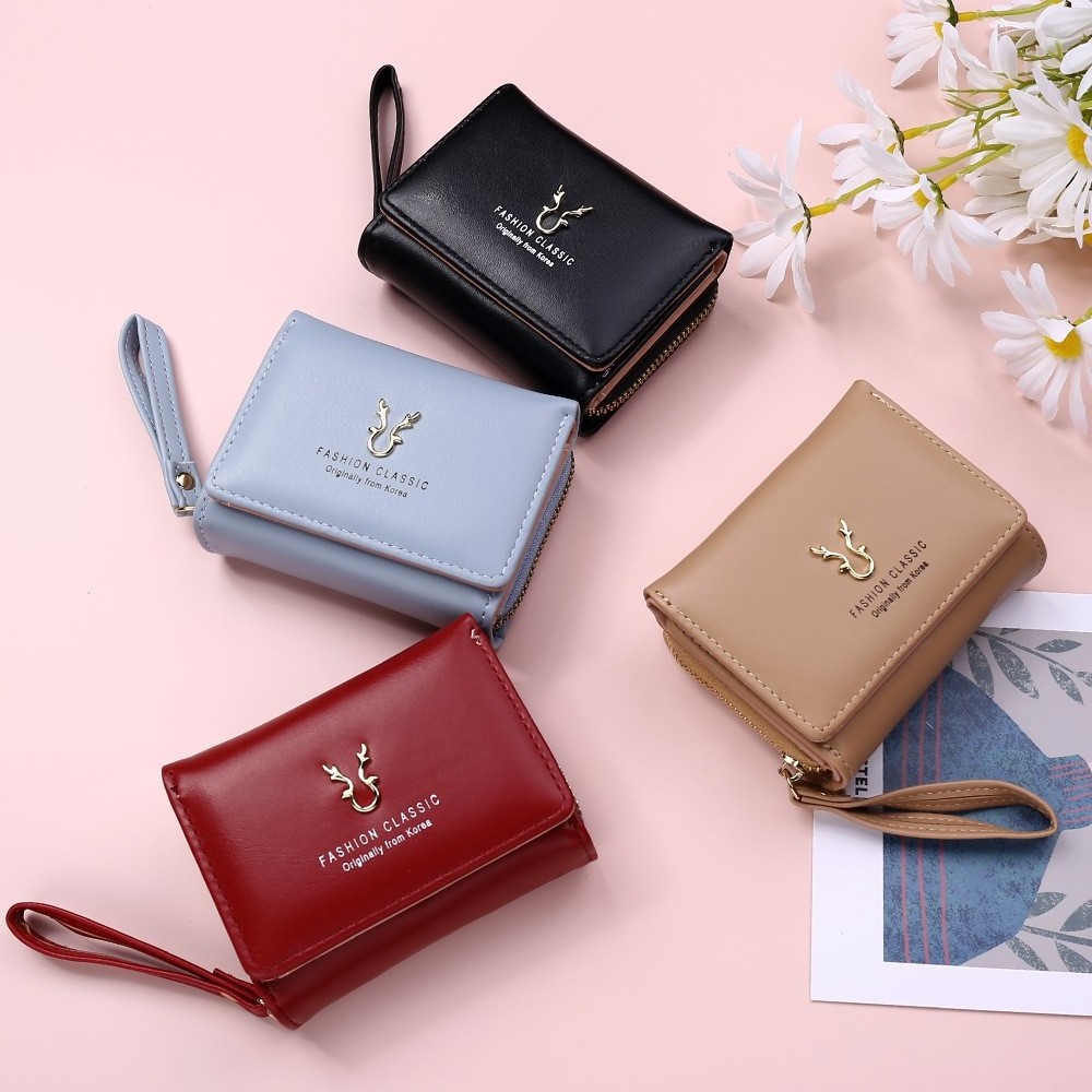 2022 New fashion PU leather Deer Short Coin Purse Clasp ladies Mini Purse