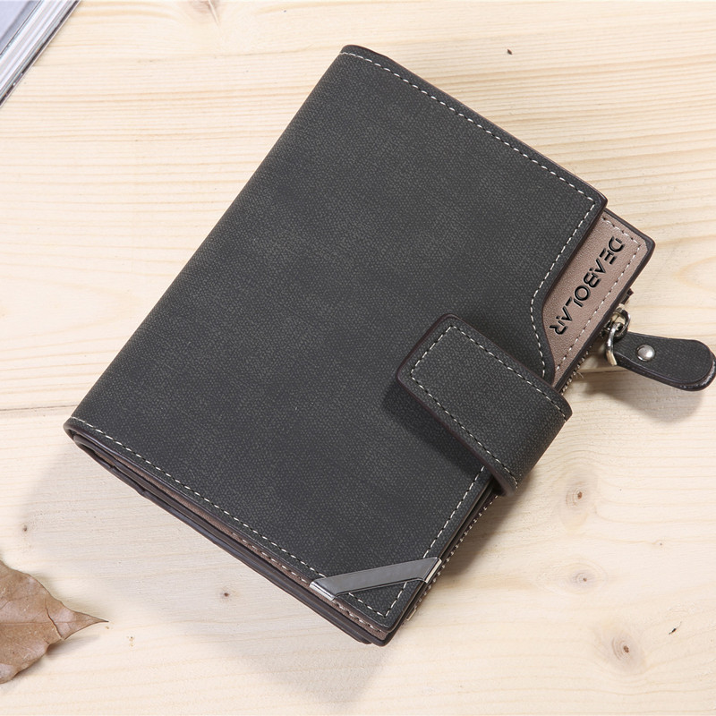 Retro PU Wallet Male Multifunctional Coin Pocket Photo Card Holder Male Wallet Short Style Coin Purse