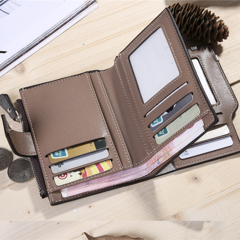 Retro PU Wallet Male Multifunctional Coin Pocket Photo Card Holder Male Wallet Short Style Coin Purse