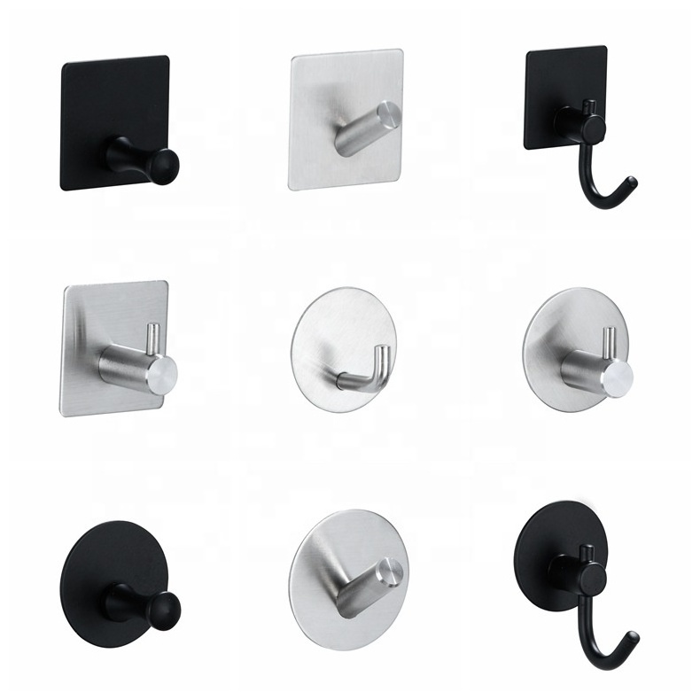 Modern style kitchen bathroom bedroom stainless steel strong adhesive coat hook towel hook self adhesive wall hook