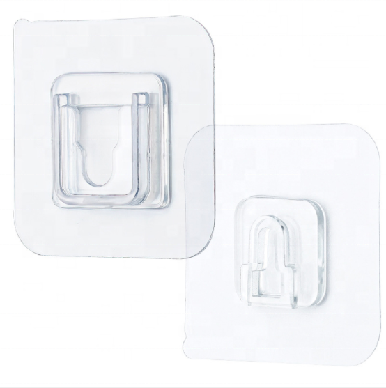 Double-sided adhesive wall hook strong traceless transparent sucker wall storage rack, suitable for kitchen and bathroom