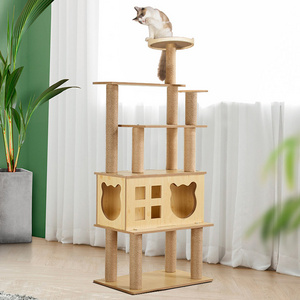 2023 New pet furniture pet cat climbing frame jump swing sword hemp rope woven 4-storey villa cat space capsule