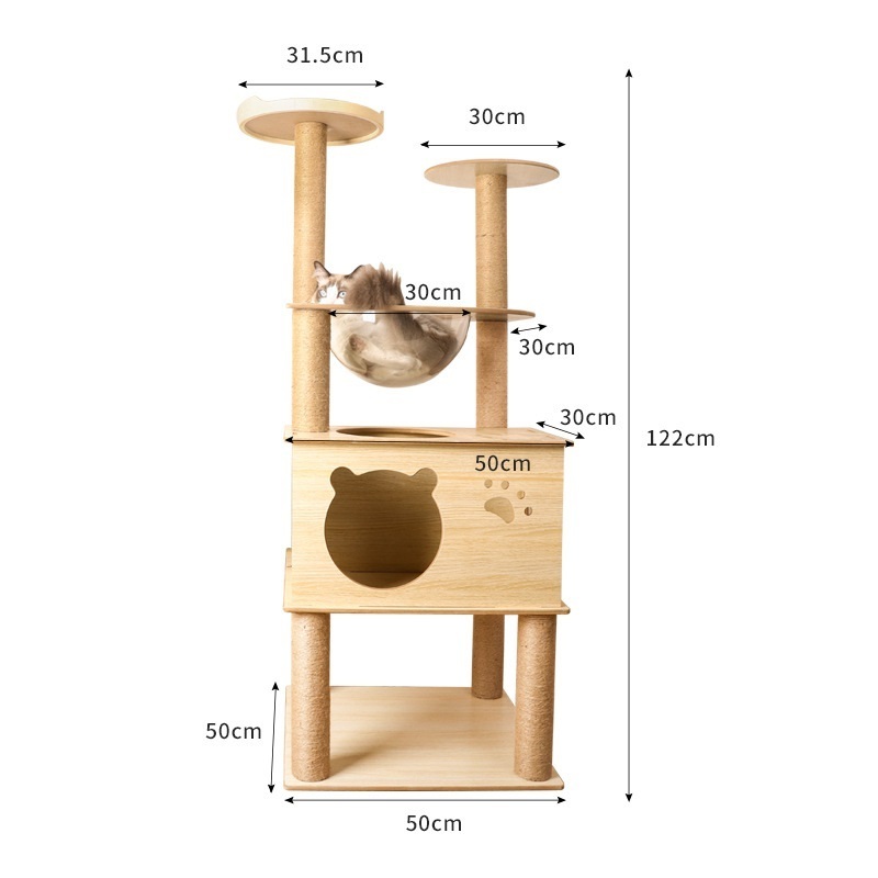 2023 New pet furniture pet cat climbing frame jump swing sword hemp rope woven 4-storey villa cat space capsule