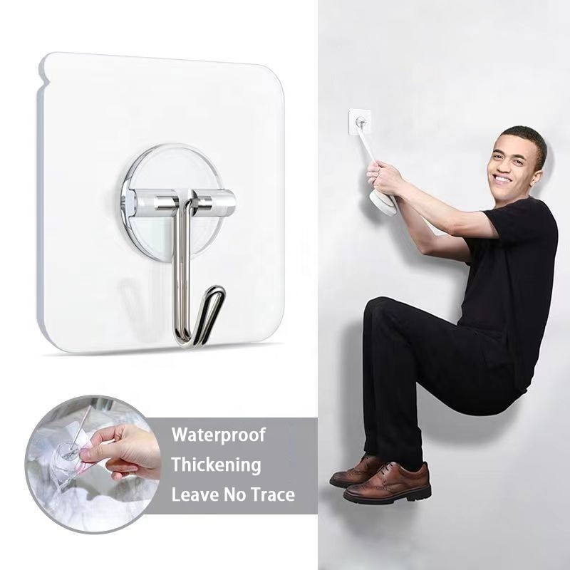 20kg load-bearing transparent perforation-free private wall hook non-trace sticky hook Bathroom kitchen coat and hat sticky hook