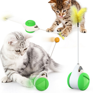 Interactive cat ball with voice and cat rod toy wheel sliding toy ball fun balancing car cat toy