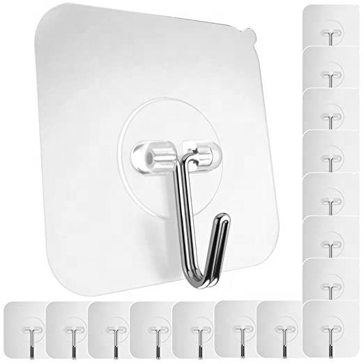 20kg load-bearing transparent perforation-free private wall hook non-trace sticky hook Bathroom kitchen coat and hat sticky hook