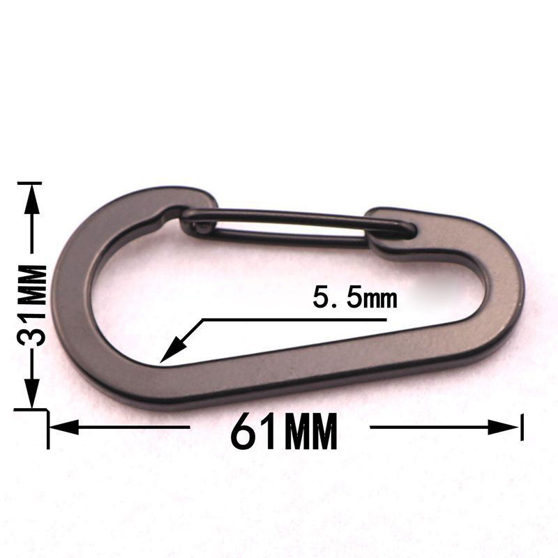 Custom Logo Camping 61MM Matte Black Metal Calabash Shaped Carabiner Aluminum Alloy Flat Spring Durable Hooks