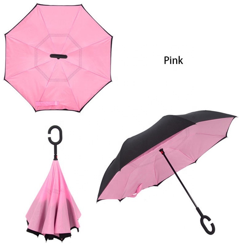 Advertising Promotional Customized Logo Printing Windproof Double Layer C Handle Inside Out Umbrella