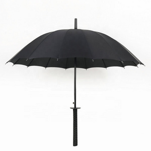 New Design Black Automatic Long Handle 16K Straight Anime outdoor Japanese umbrella