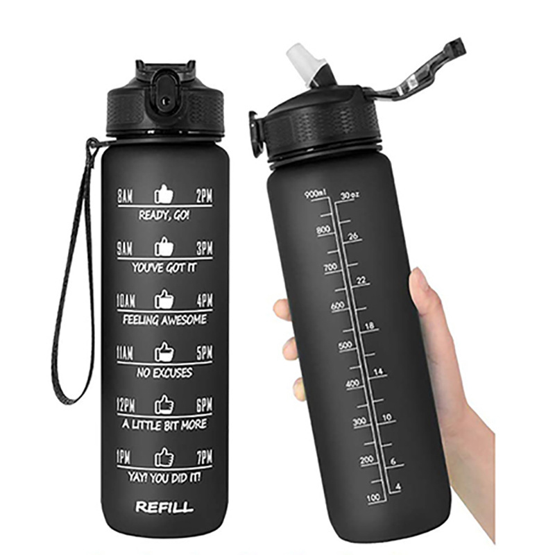 Wholesale 1000ml 32oz Leakproof BPA Free Time Marker Gradient Motivational Plastic Tritan Water Bottles With Custom Logo