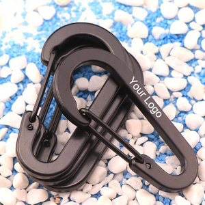 Custom Logo Camping 61MM Matte Black Metal Calabash Shaped Carabiner Aluminum Alloy Flat Spring Durable Hooks