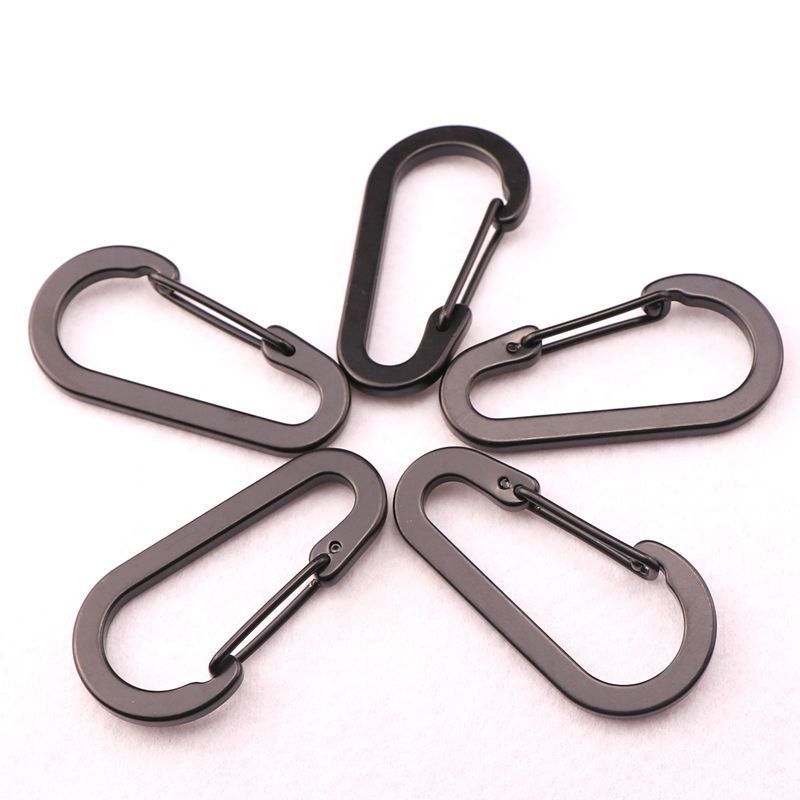 Custom Logo Camping 61MM Matte Black Metal Calabash Shaped Carabiner Aluminum Alloy Flat Spring Durable Hooks