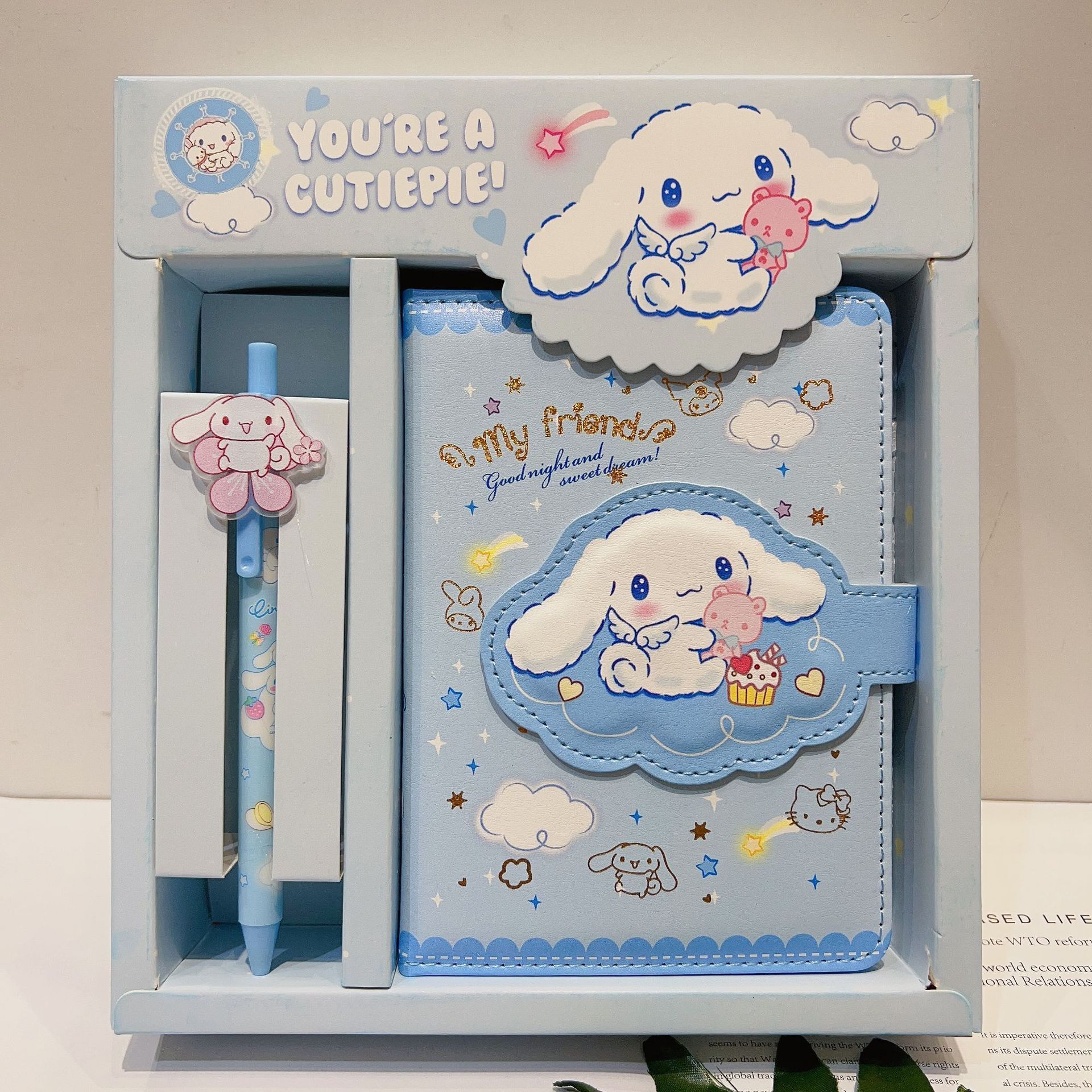 Sanrio Notebook Gel Pen Kuromi My Melody Cinnamoroll Notepad Daily Weekly Agenda Planner Notebook Stationery Set School Gift