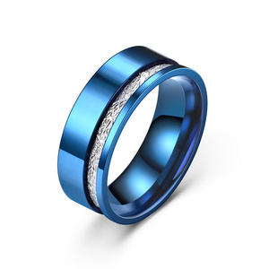 Personality blue silver plated tungsten steel ring Finger Saudi Arabia Silver Ring For Men