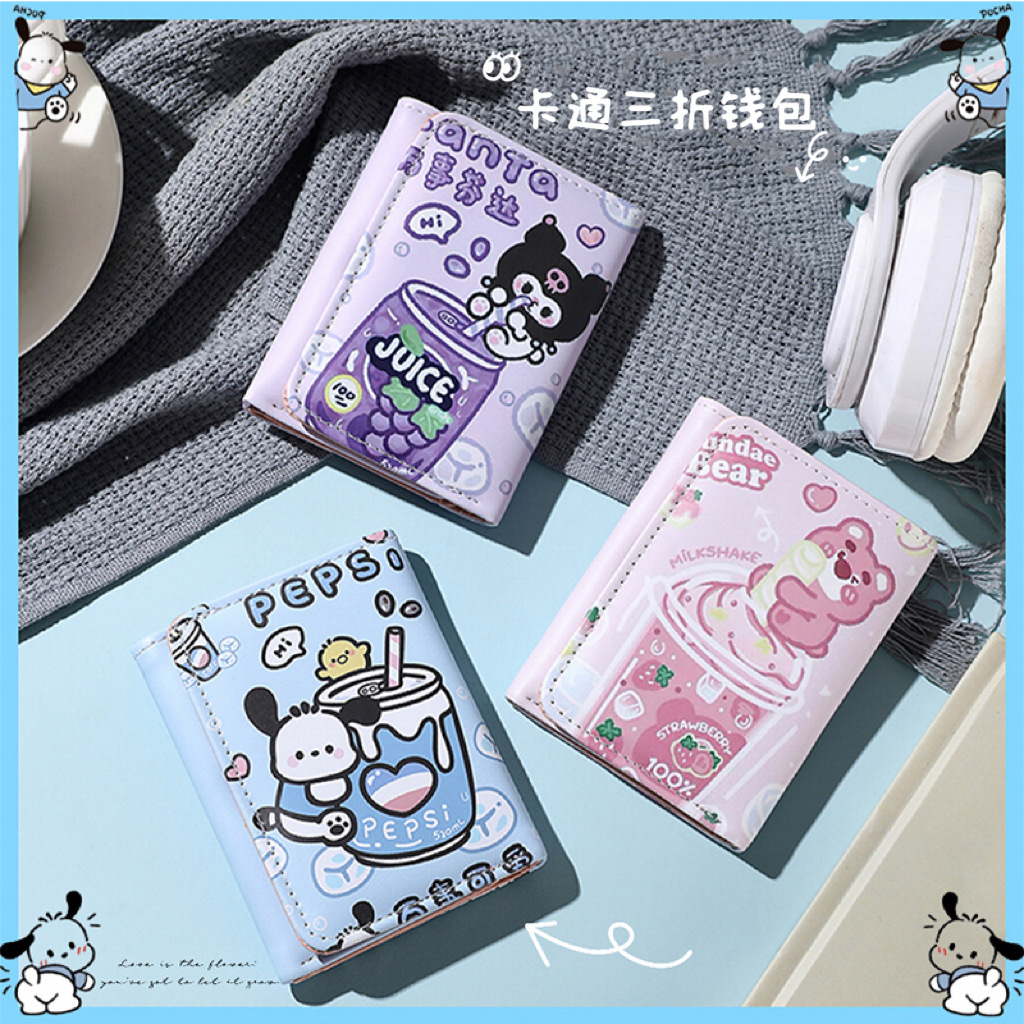 Sanrioed Kuromi Mymelody Hangyodon Cartoon Pu Id Credit Card Holder Case Wallet Kawaii Anime Coin Purse Card Storage