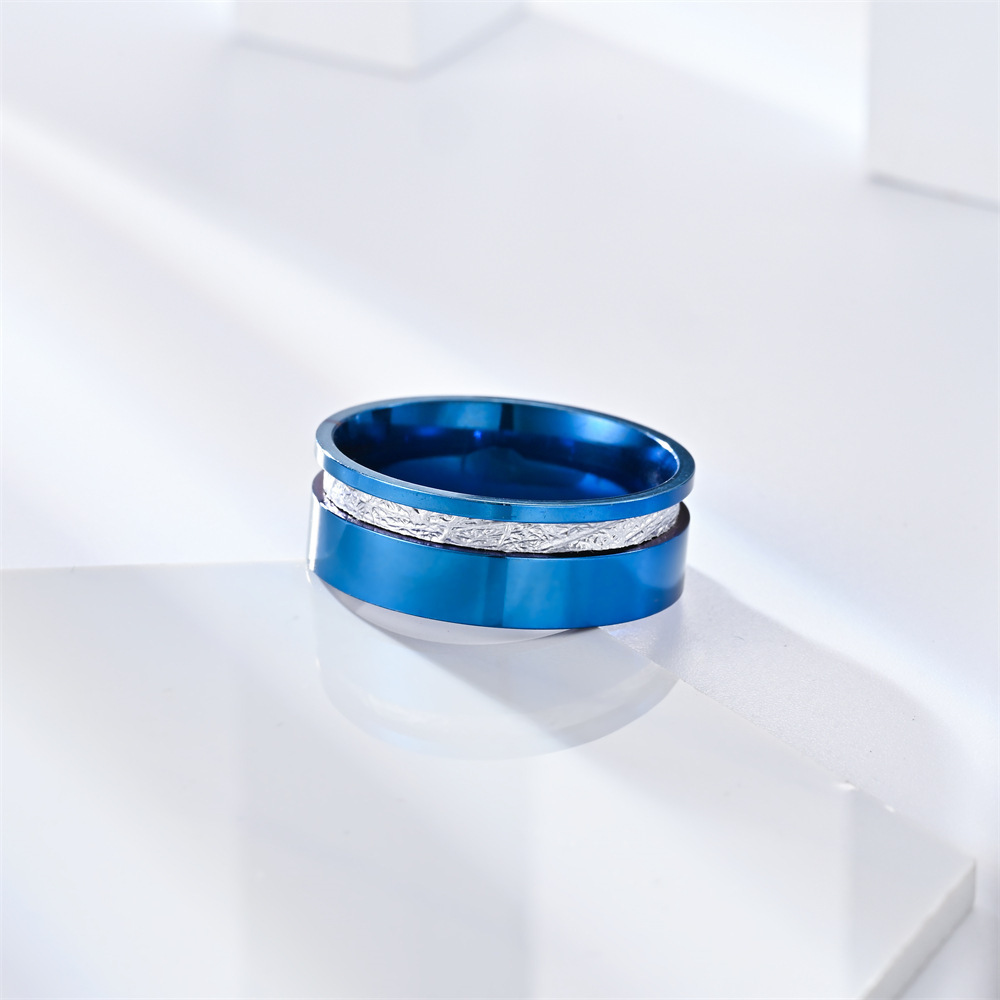 Personality blue silver plated tungsten steel ring Finger Saudi Arabia Silver Ring For Men