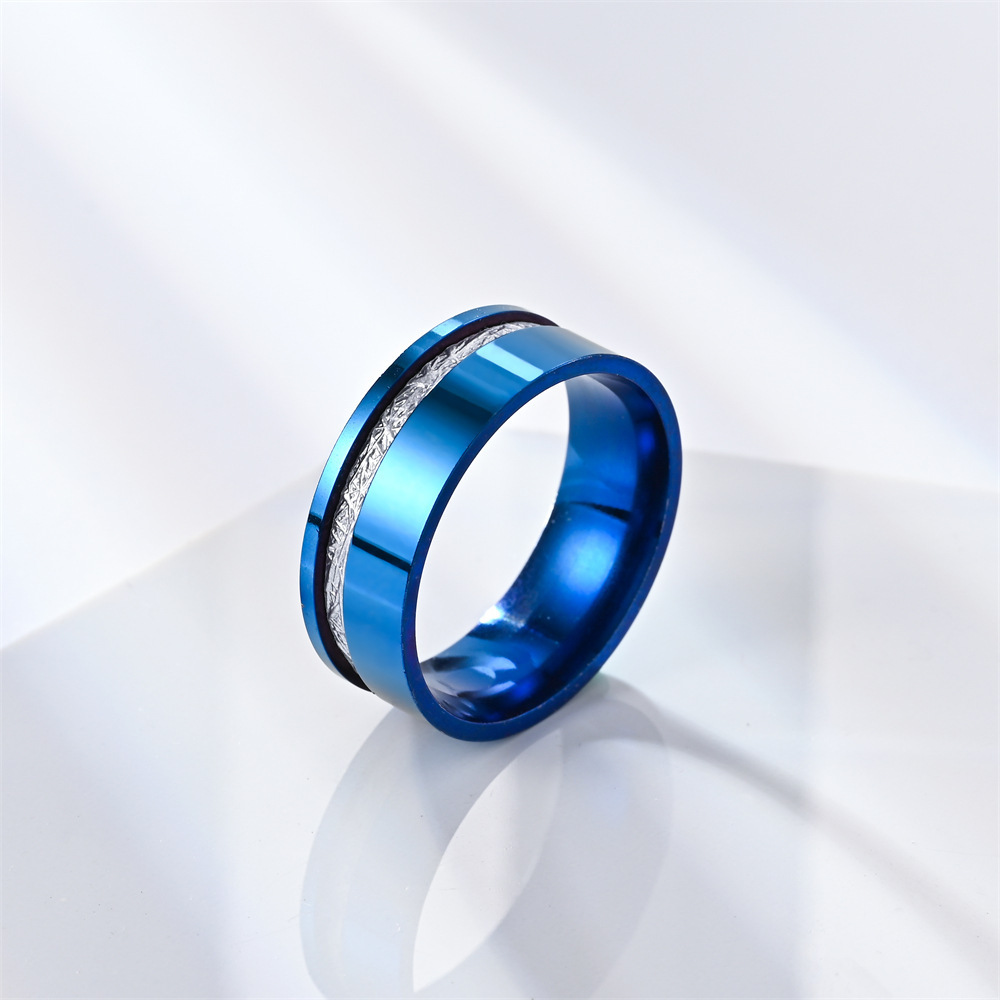 Personality blue silver plated tungsten steel ring Finger Saudi Arabia Silver Ring For Men