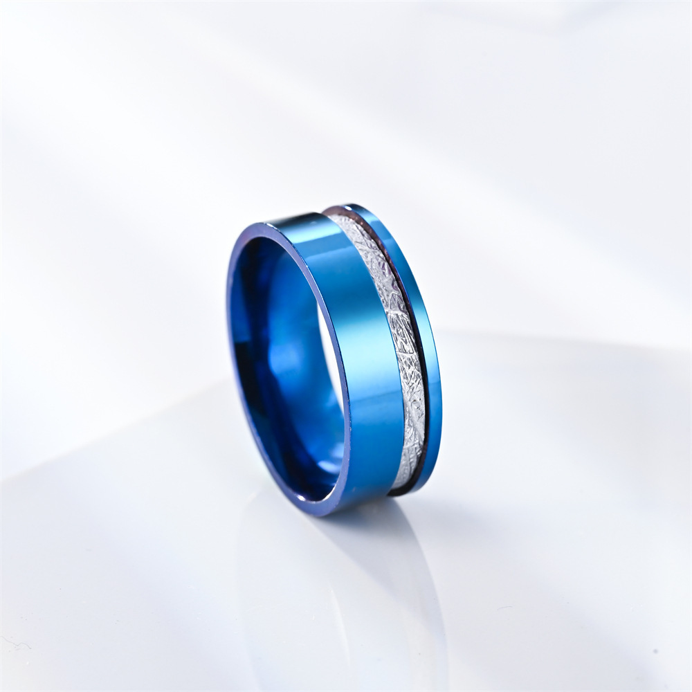 Personality blue silver plated tungsten steel ring Finger Saudi Arabia Silver Ring For Men