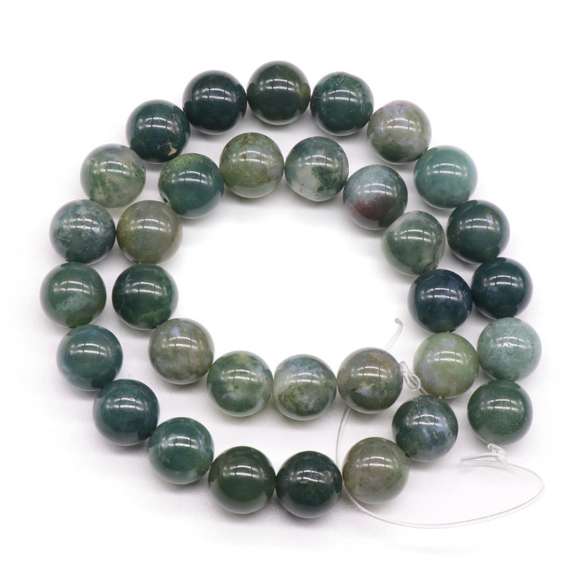 Natural Stone Moss Agate Beads Dark Green Agate Beads For Jewelry Making Necklace Bracelet