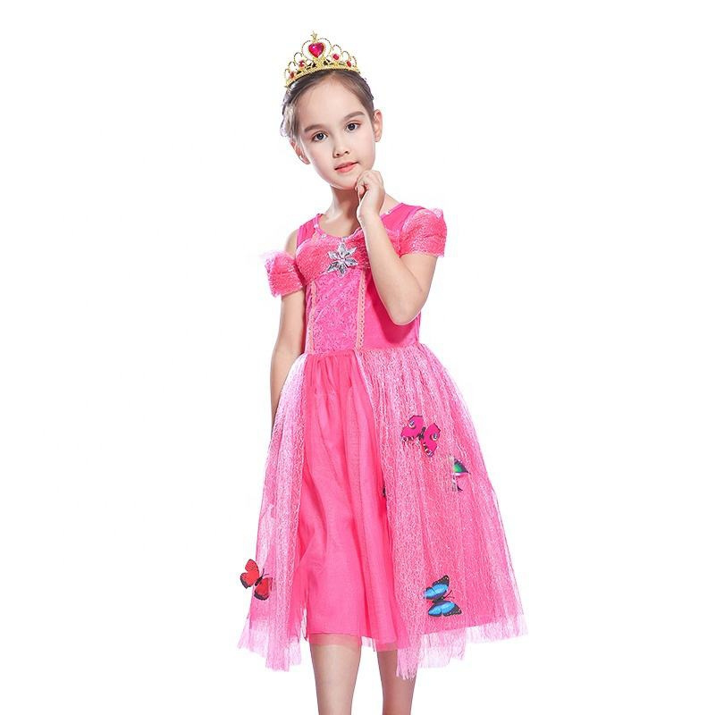 OEM Quality Halloween Party Princess Costume Dress Kids Girls Cosplay Pink Fairy Butterfly Princess Dresses