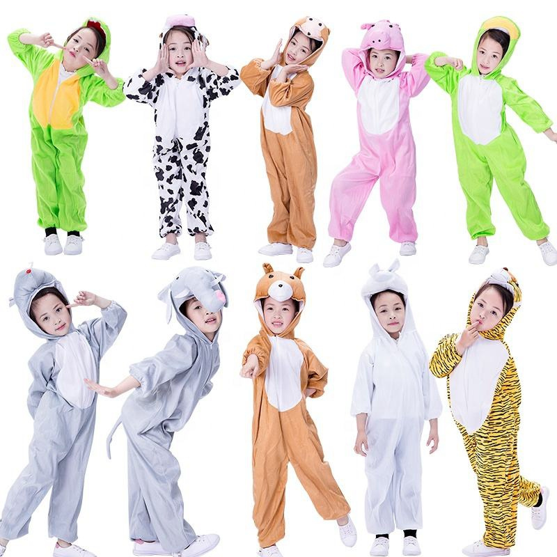 Halloween Tiger Monkey Frog Rabbit Fancy Dress Outfit Costume Party Cosplay Mascot Dinosaur Kids Animal Costume