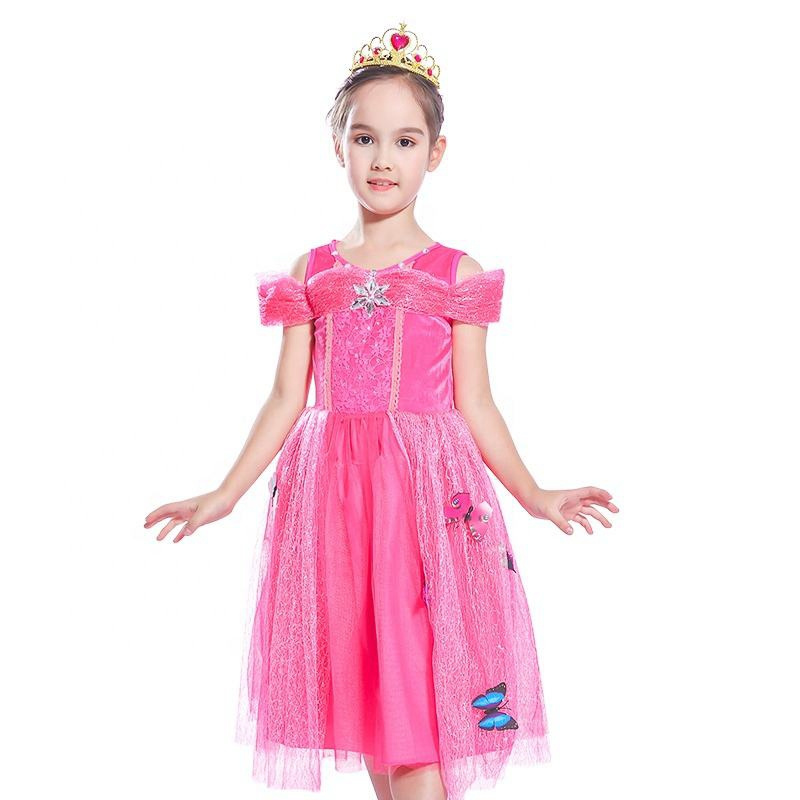 OEM Quality Halloween Party Princess Costume Dress Kids Girls Cosplay Pink Fairy Butterfly Princess Dresses