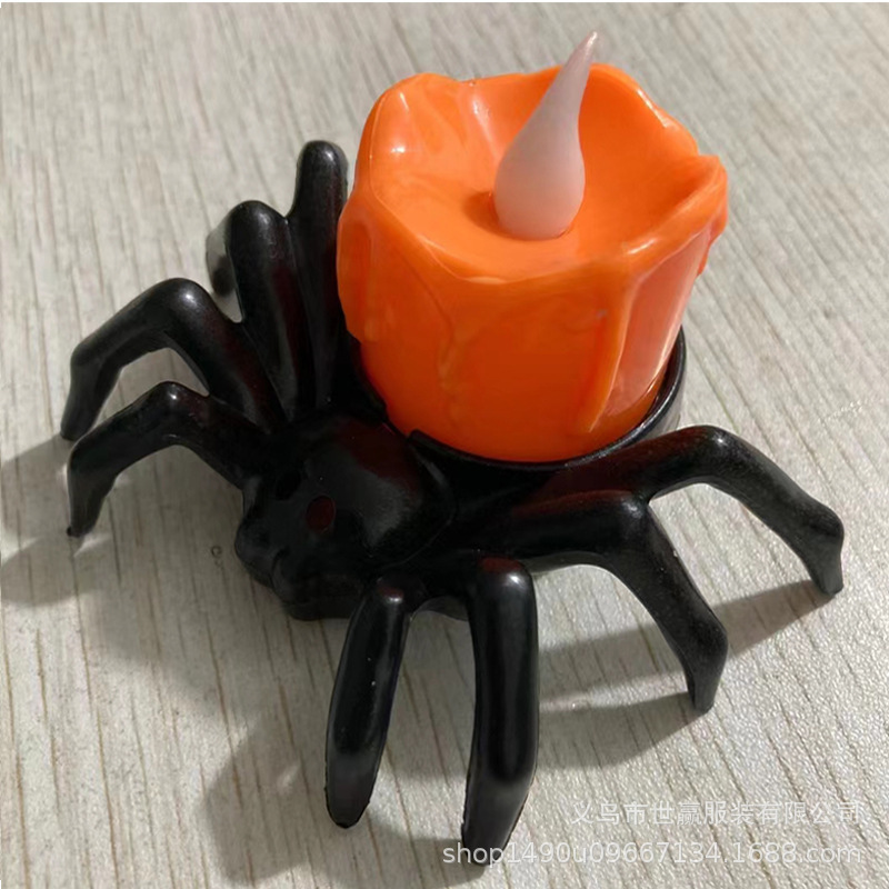 LED Candle Light Spider Pumpkin Lamp Flickering Flameless Battery Lights Flashing  Candles Halloween Party Decoration