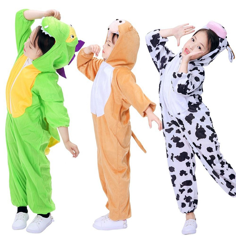 Halloween Tiger Monkey Frog Rabbit Fancy Dress Outfit Costume Party Cosplay Mascot Dinosaur Kids Animal Costume