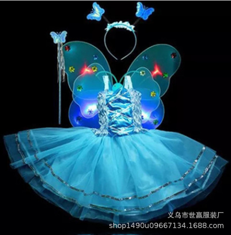 Halloween children's butterfly wings luminous toy four-piece dress