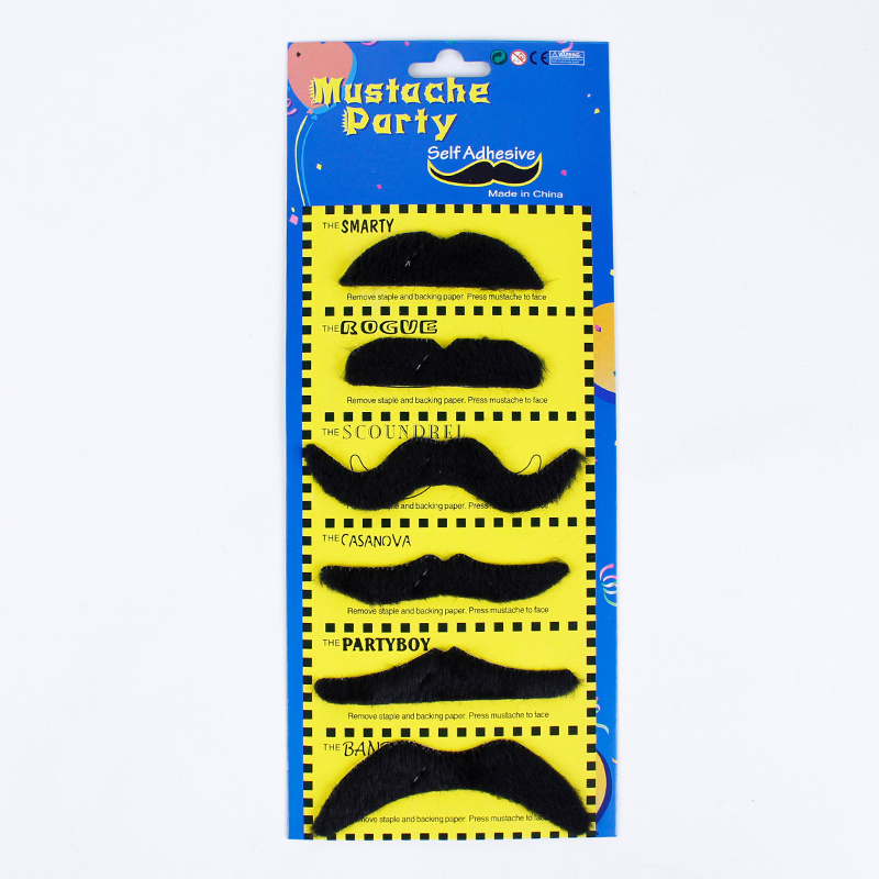 6pcs Funny Self-adhesive Black  Mustache and Beard For Holiday and Party