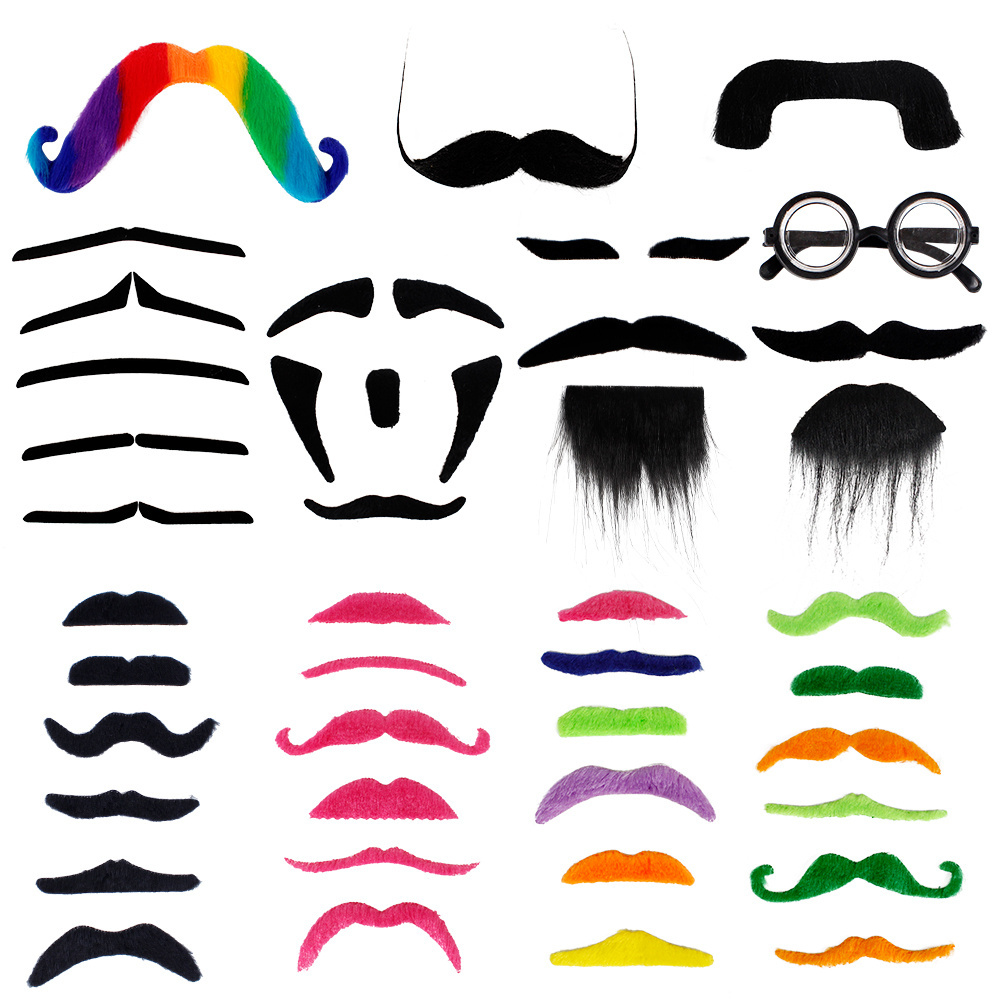 6pcs Funny Self-adhesive Black  Mustache and Beard For Holiday and Party